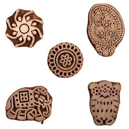 Set of 5 Piece New Mix Wooden Printing Block